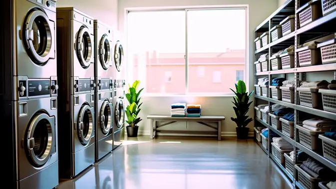 Ilustrasi desain laundry kiloan untuk artikel 6 Desain Laundry Kiloan Fungsional dan Hemat Tempat