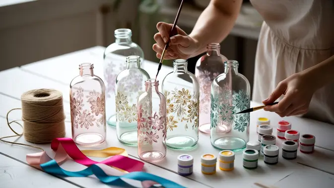 Ilustrasi diy botol kaca untuk artikel DIY Botol Kaca: Ubah Botol Bekas Jadi Vas dan Lampu Hias